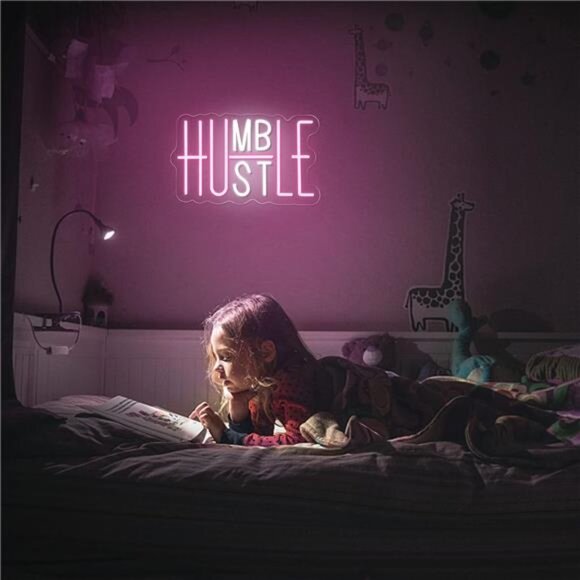 Hustle LED Neon Sign for Wall Decor, Humble LED Neon Lights Party Decorations - Picture 4 of 7